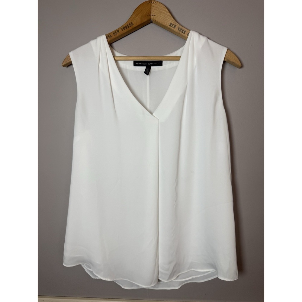 White House Black Market‎ Dressy Tank Top Blouse V-Neck With Tie Size 2